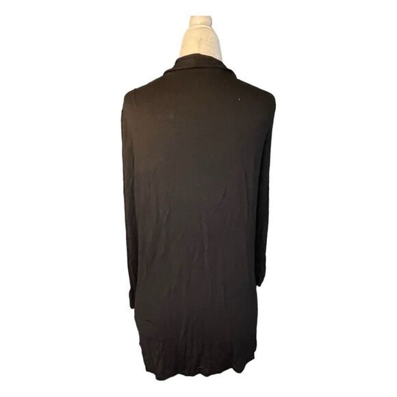 Apt 9 Yolk Neck Cardigan Sweater Black Jersey Knit Long Sleeve Open Front S - Picture 3 of 6